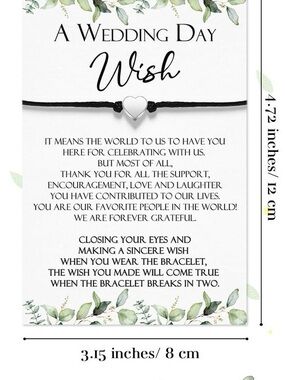 Set of 2 Wedding Wish Bracelet Set with Silver Heart Charm